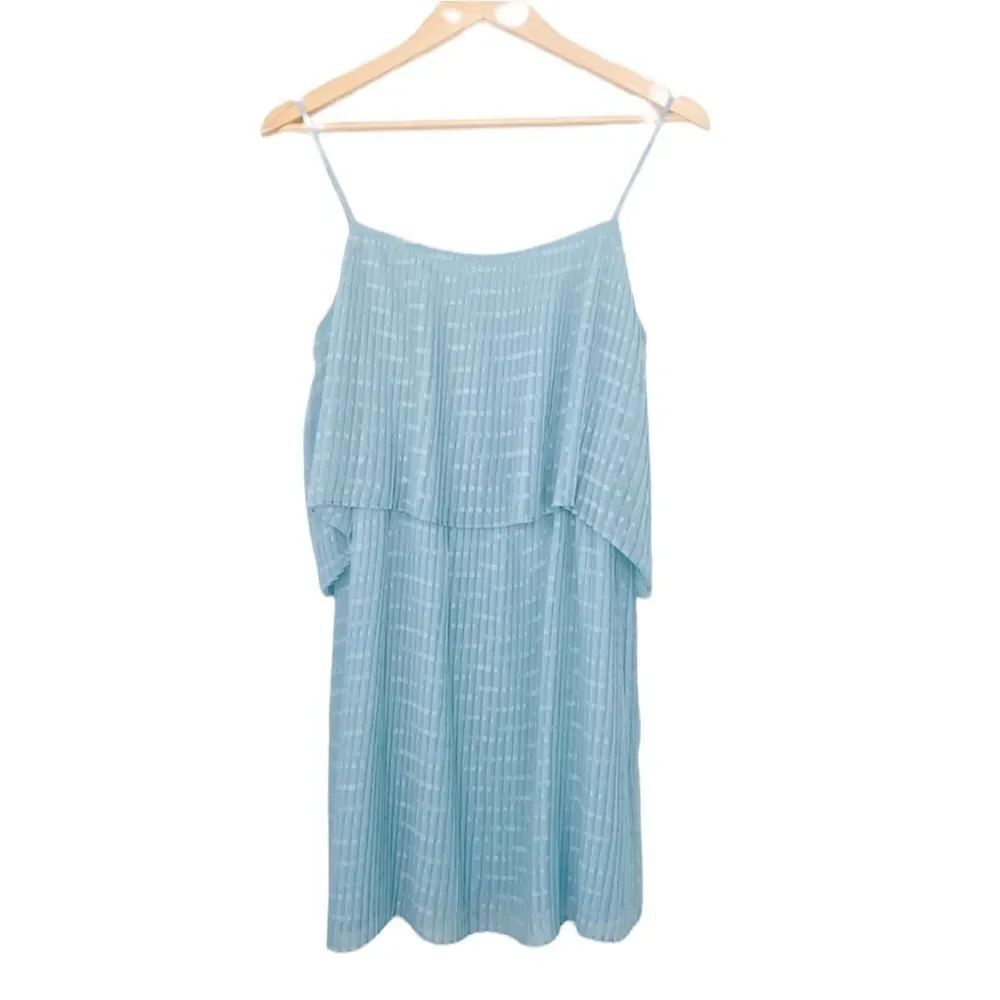 Sanctuary tiered pleated dotted boho dress seafoam